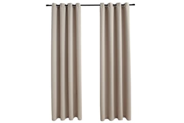 Mörkläggningsgardiner med metallringar 2 st beige 140x175 cm