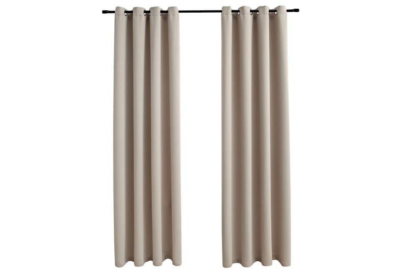Mörkläggningsgardiner med metallringar 2 st beige 140x245 cm - Textilier & mattor - Gardiner & gardinupphängning