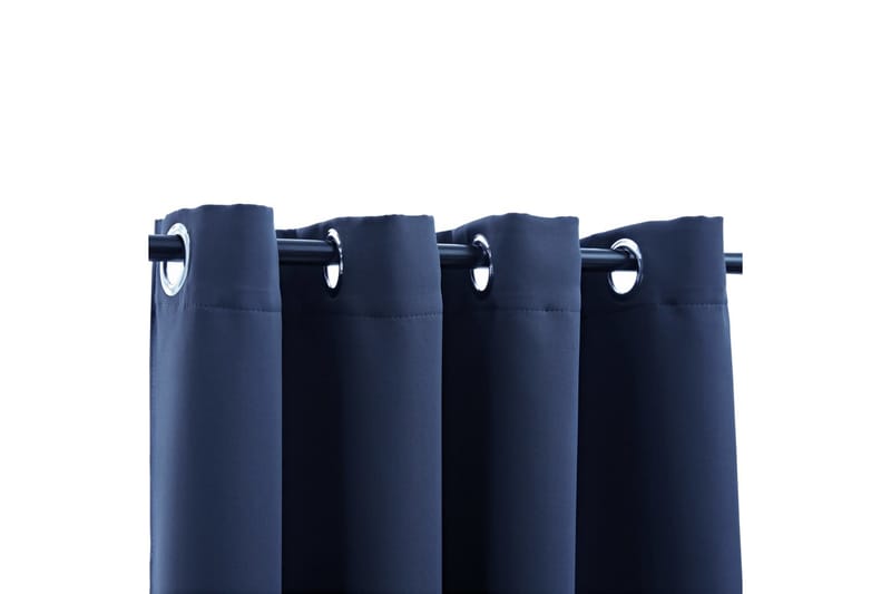 Mörkläggningsgardiner med metallringar 2 st blå 140x245 cm - Textilier & mattor - Gardiner & gardinupphängning