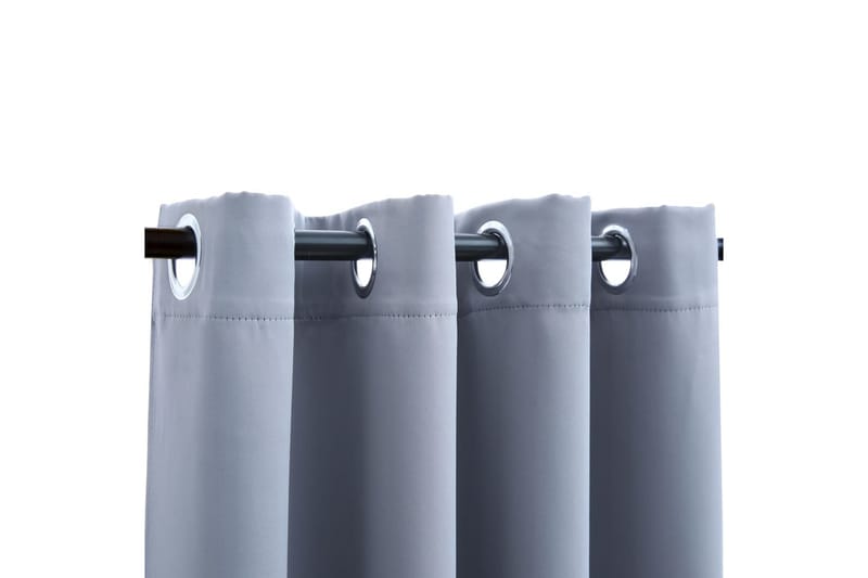 Mörkläggningsgardiner med metallringar 2 st grå 140x175 cm - Textilier & mattor - Gardiner & gardinupphängning