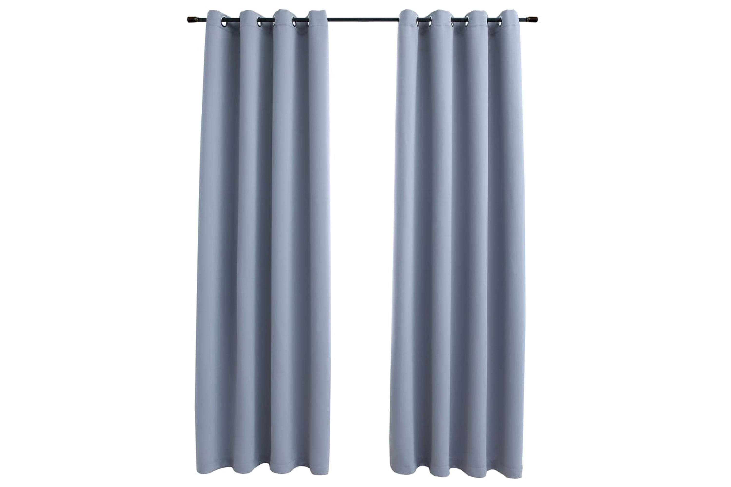 Mörkläggningsgardiner med metallringar 2 st grå 140×175 cm –
