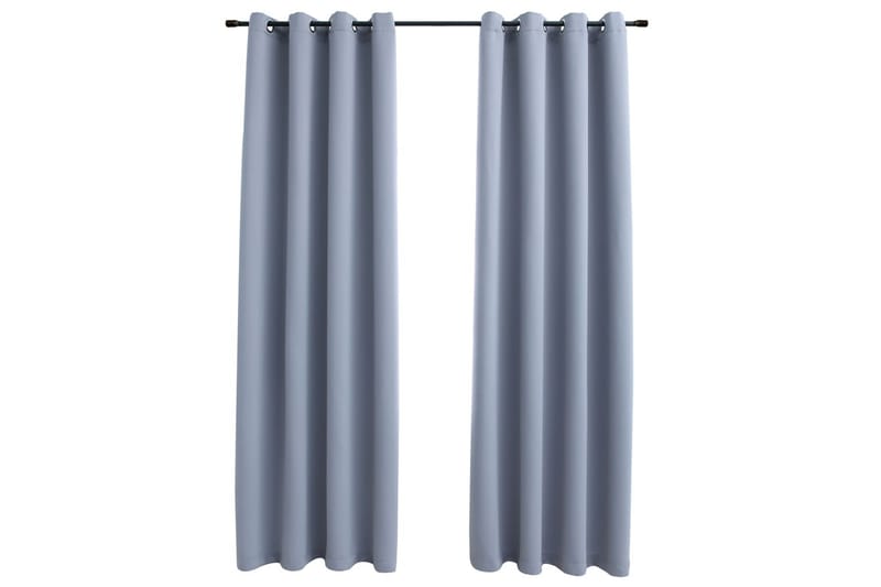Mörkläggningsgardiner med metallringar 2 st grå 140x175 cm - Textilier & mattor - Gardiner & gardinupphängning