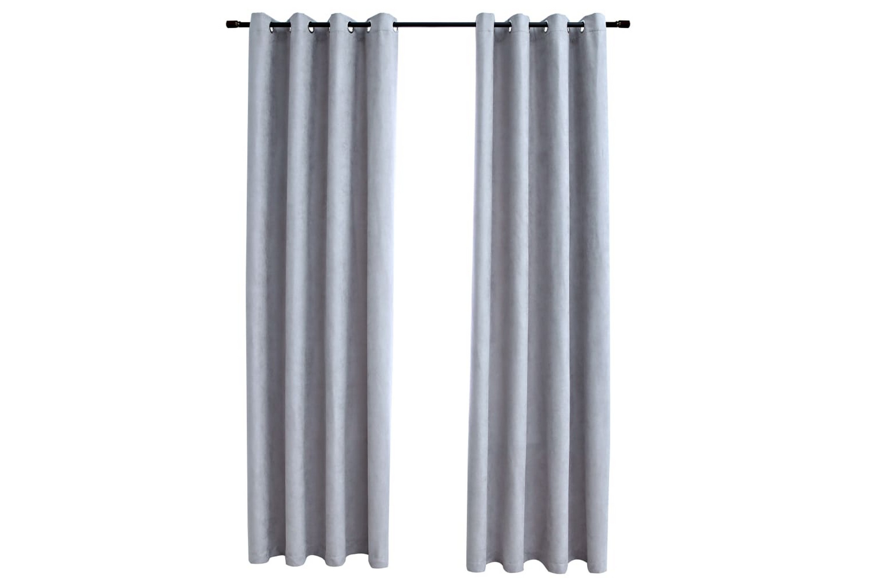 Mörkläggningsgardiner med metallringar 2 st grå 140x175 cm -
