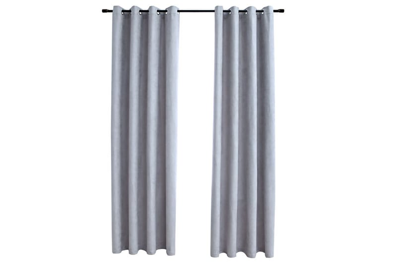 Mörkläggningsgardiner med metallringar 2 st grå 140x175 cm - Textilier & mattor - Gardiner & gardinupphängning