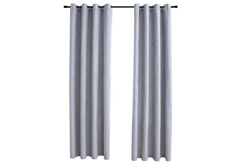 Mörkläggningsgardiner med metallringar 2 st grå 140x175 cm - Gardiner & gardinupphängning