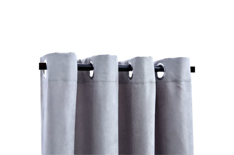Mörkläggningsgardiner med metallringar 2 st grå 140x245 cm - Gardiner & gardinupphängning