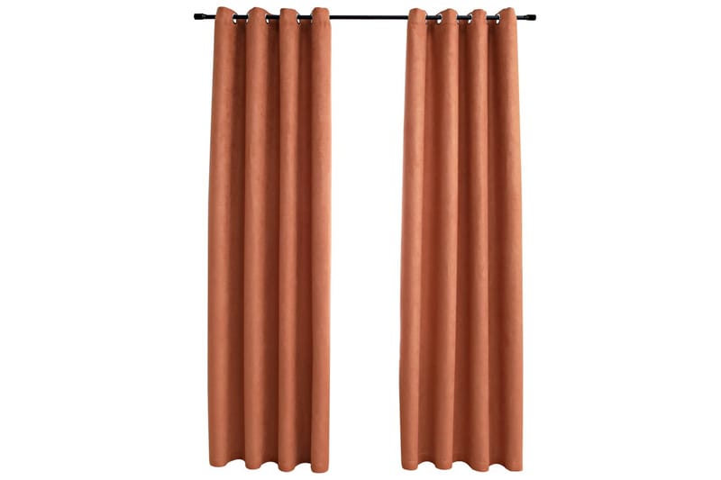 Mörkläggningsgardiner med metallringar 2 st rost 140x245 cm - Textilier & mattor - Gardiner & gardinupphängning