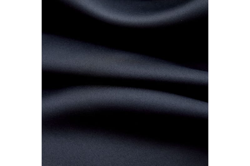 Mörkläggningsgardiner med metallringar 2 st svart 140x175 cm - Gardiner & gardinupphängning