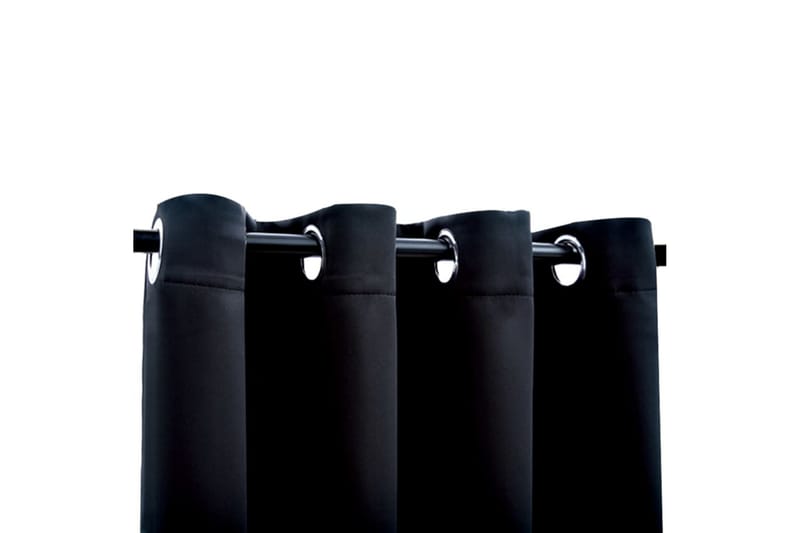 Mörkläggningsgardiner med metallringar 2 st svart 140x175 cm - Gardiner & gardinupphängning