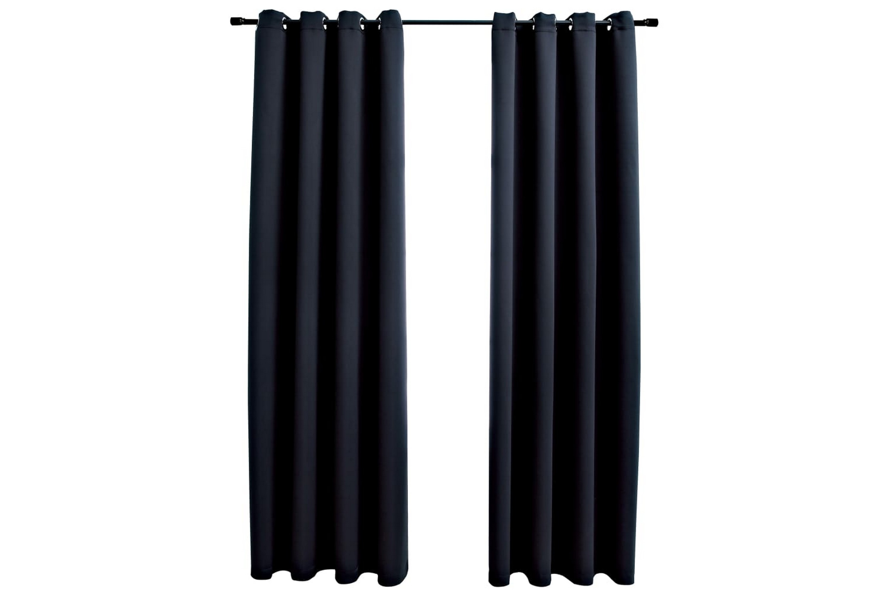 Mörkläggningsgardiner med metallringar 2 st svart 140×175 cm –