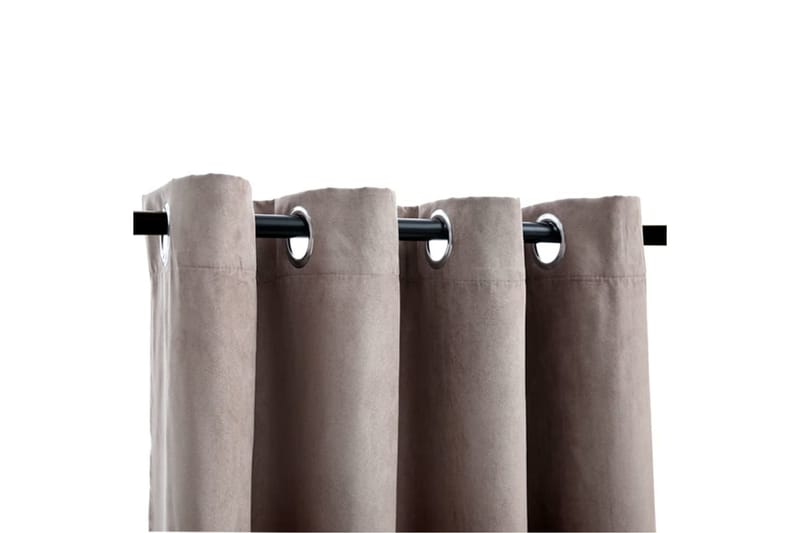 Mörkläggningsgardiner med metallringar 2 st taupe 140x225 cm - Gardiner & gardinupphängning