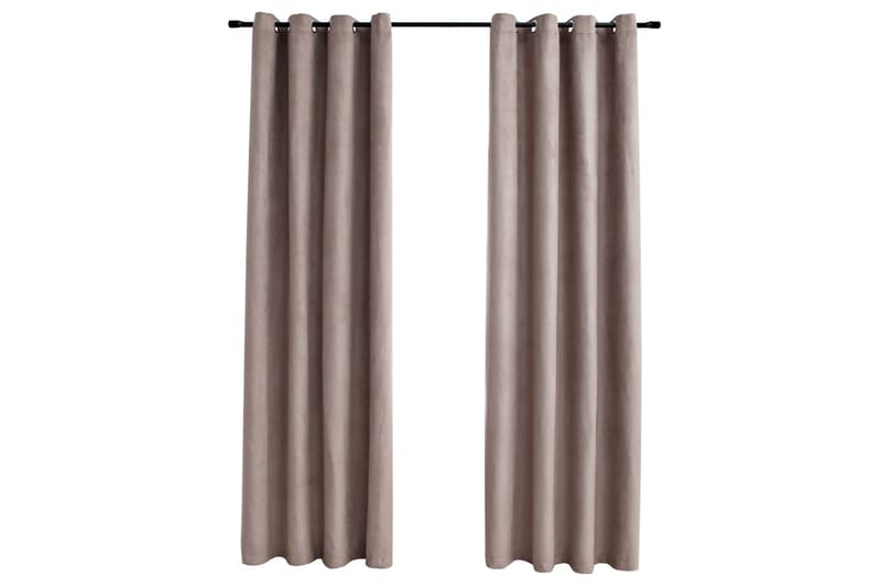 Mörkläggningsgardiner med metallringar 2 st taupe 140x225 cm - Gardiner & gardinupphängning