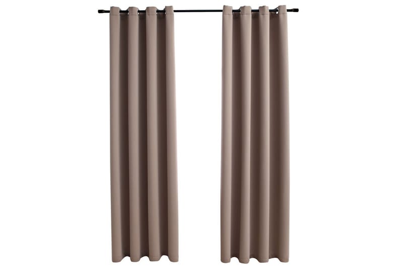 Mörkläggningsgardiner med metallringar 2 st taupe 140x225 cm - Gardiner & gardinupphängning