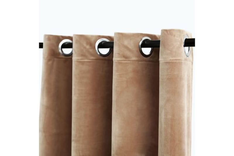 Mörkläggningsgardiner med ringar 2 st beige sammet 140x225 c - Textilier & mattor - Gardiner & gardinupphängning