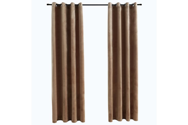 Mörkläggningsgardiner med ringar 2 st beige sammet 140x225 c - Textilier & mattor - Gardiner & gardinupphängning