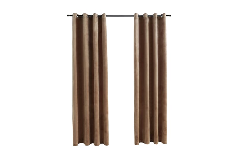 Mörkläggningsgardiner med ringar 2 st beige sammet 140x245 c - Textilier & mattor - Gardiner & gardinupphängning