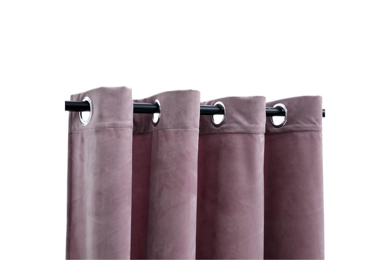 Mörkläggningsgardiner med ringar 2 st rosa sammet 140x175 cm - Gardiner & gardinupphängning