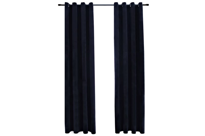 Mörkläggningsgardiner med ringar 2 st svart sammet 140x175 c - Textilier & mattor - Gardiner & gardinupphängning