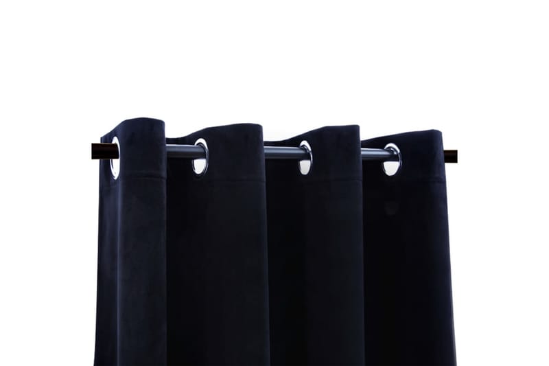 Mörkläggningsgardiner med ringar 2 st svart sammet 140x245 c - Gardiner & gardinupphängning