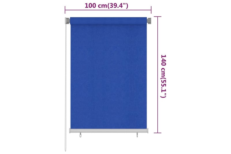 Rullgardin utomhus 100x140 cm blå HDPE - Blå - Textilier & mattor - Gardiner & gardinupphängning - Rullgardin