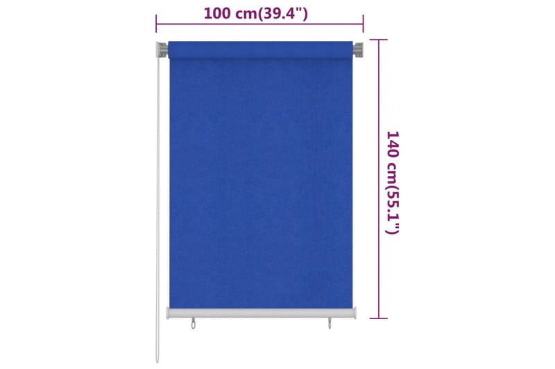 Rullgardin utomhus 100x140 cm blå HDPE - Blå - Rullgardin - Gardiner & gardinupphängning