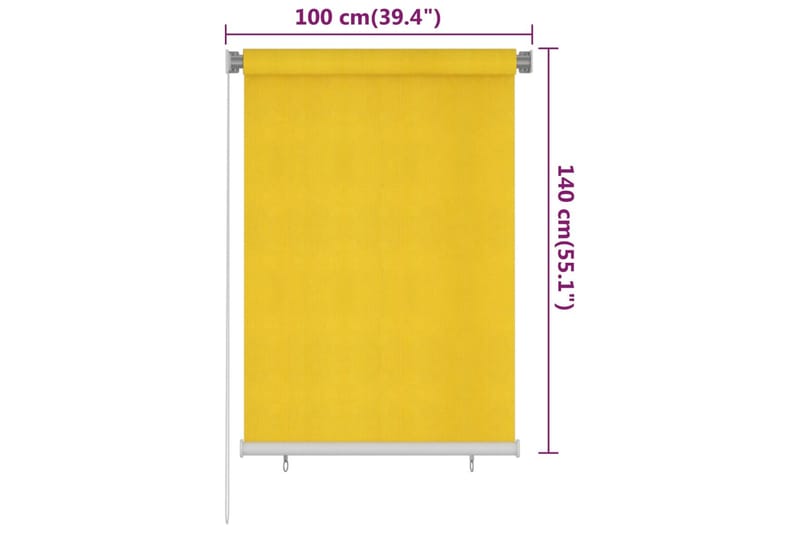 Rullgardin utomhus 100x140 cm gul HDPE - Gul - Rullgardin - Gardiner & gardinupphängning