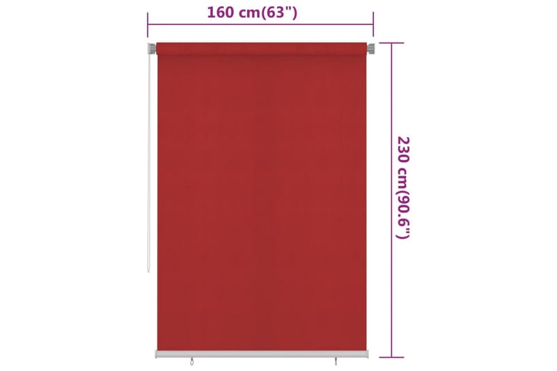 Rullgardin utomhus 160x230 cm röd HDPE - Röd - Rullgardin - Gardiner & gardinupphängning