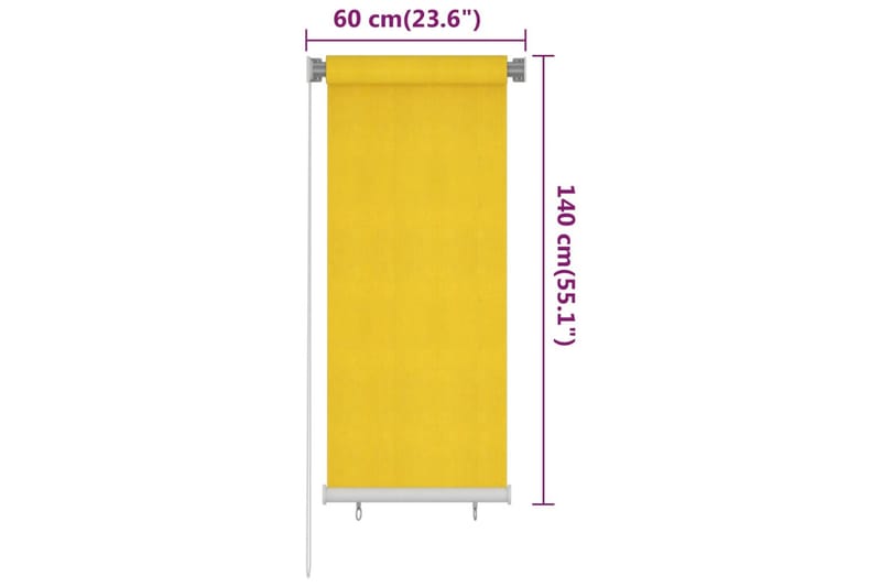 Rullgardin utomhus 60x140 cm gul HDPE - Gul - Rullgardin - Gardiner & gardinupphängning