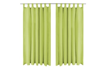Gardiner i microsatin 2 st med öglor 140x245 cm grön