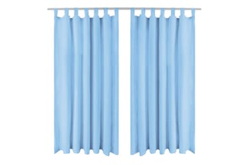Gardiner i microsatin 2 st med öglor 140x245 cm turkos