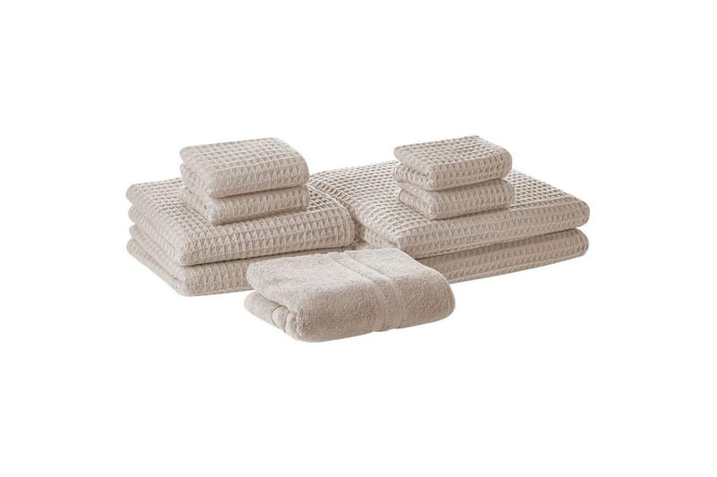 Handduk Areora set om 9 Beige - Beige - Textilier & mattor - Badrumstextilier