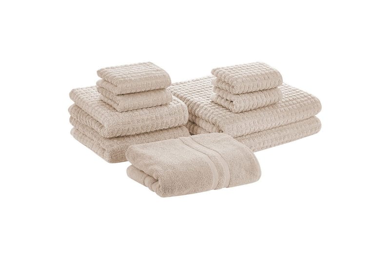 Handduk Atai set om 9 Beige - Beige - Textilier & mattor - Badrumstextilier