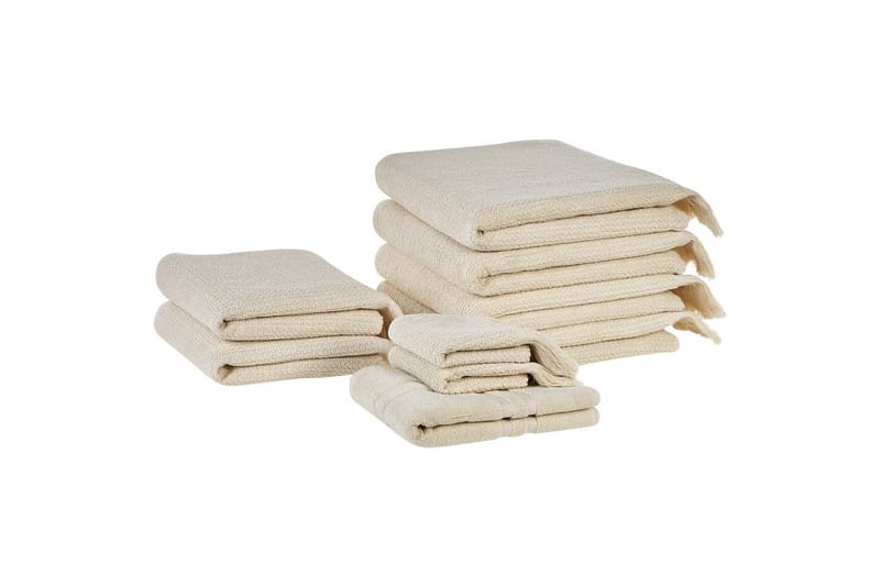 Handduk Atiu set om 9 Beige - Beige - Textilier & mattor - Badrumstextilier