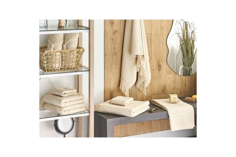 Handduk Atiu set om 9 Beige - Beige - Textilier & mattor - Badrumstextilier