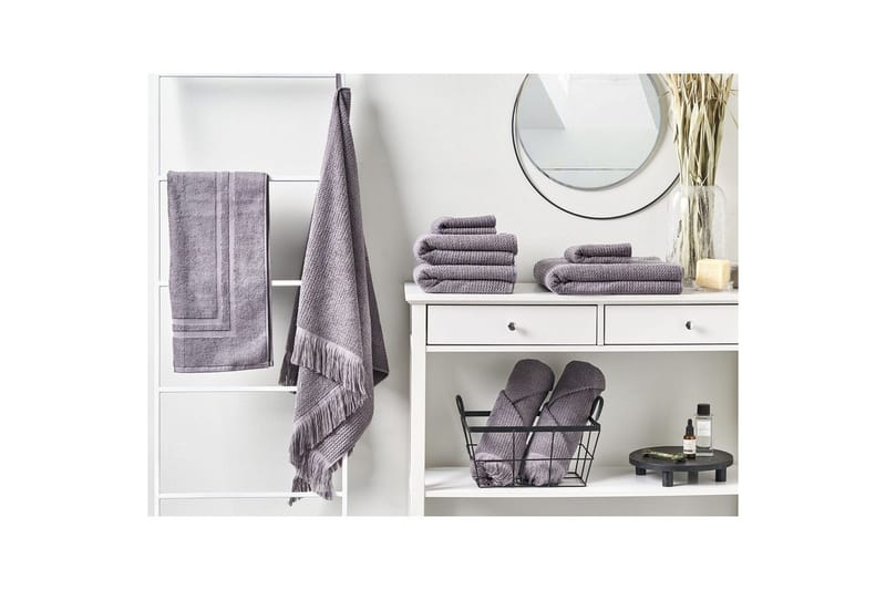 Handduk Atiu set om 9 Grå - Grå - Textilier & mattor - Badrumstextilier