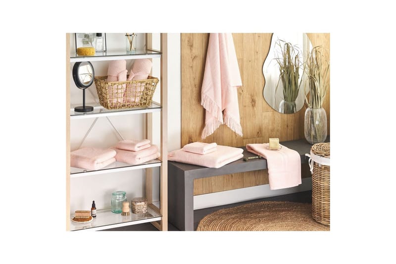 Handduk Atiu set om 9 Rosa - Rosa - Textilier & mattor - Badrumstextilier