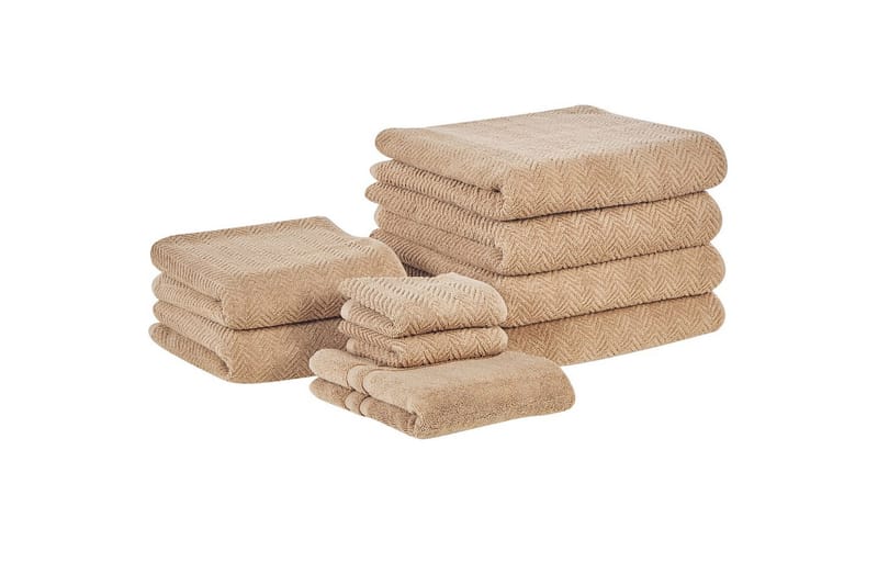 Handduk Mitiaro set om 9 Beige - Beige - Textilier & mattor - Badrumstextilier