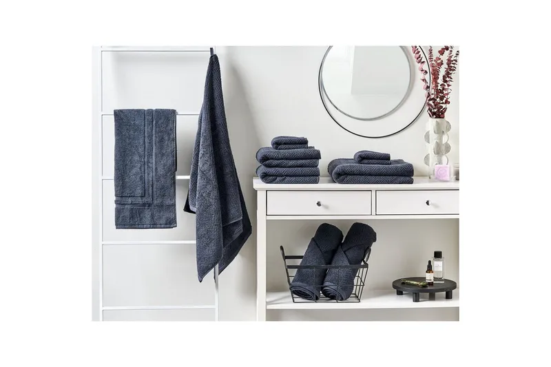 Handduk Mitiaro set om 9 Blå - Blå - Textilier & mattor - Badrumstextilier