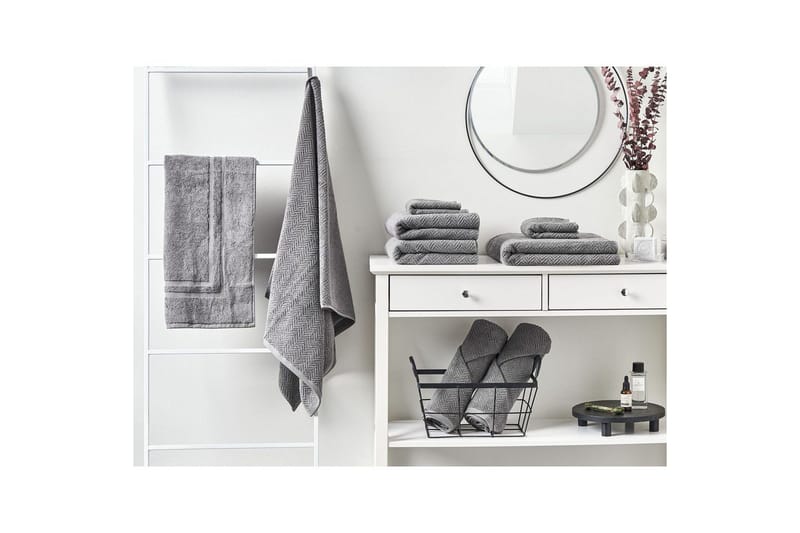 Handduk Mitiaro set om 9 Grå - Grå - Textilier & mattor - Badrumstextilier