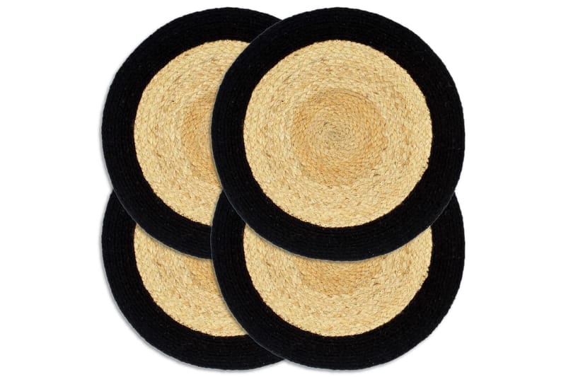 Bordstabletter 4 st naturlig och svart 38 cm jute och bomull - Textilier & mattor - Kökstextilier - Bordstablett