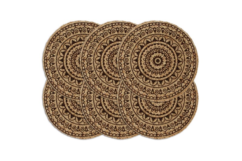 Bordstabletter 6 st mörkbrun 38 cm rund jute - Textilier & mattor - Kökstextilier - Bordstablett