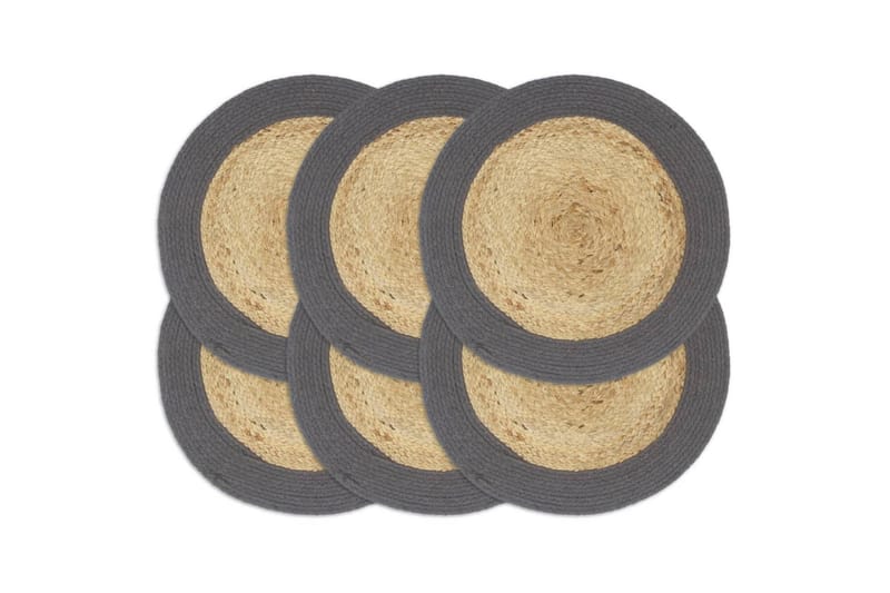 Bordstabletter 6 st naturlig och antracit 38 cm jute och bom - Textilier & mattor - Kökstextilier - Bordstablett