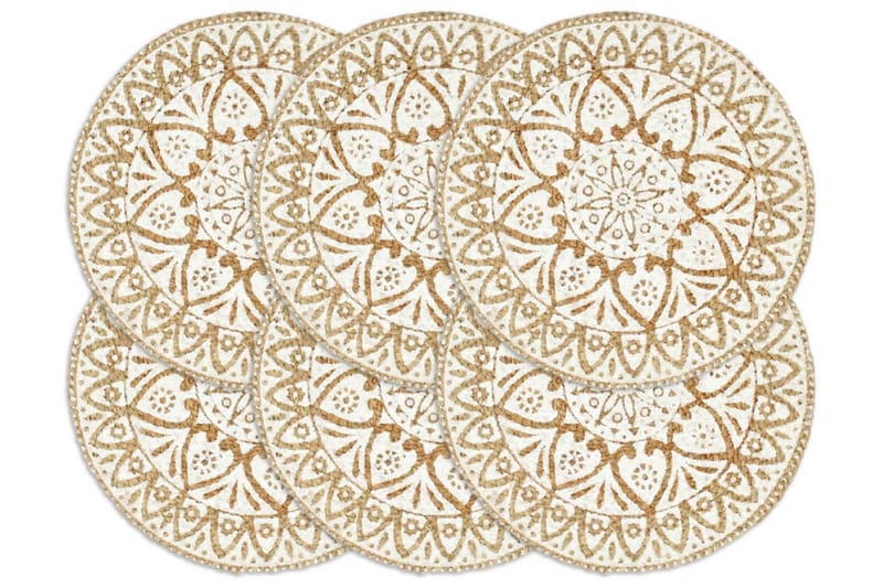 Bordstabletter 6 st vit 38 cm rund jute - Textilier & mattor - Kökstextilier - Bordstablett