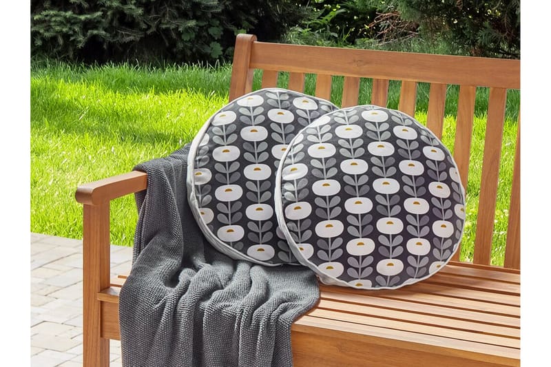 CORSANO Utomhuskudde 40 cm Rund Grå/Vit - Textilier & mattor - Kuddar & plädar - Utomhuskudde