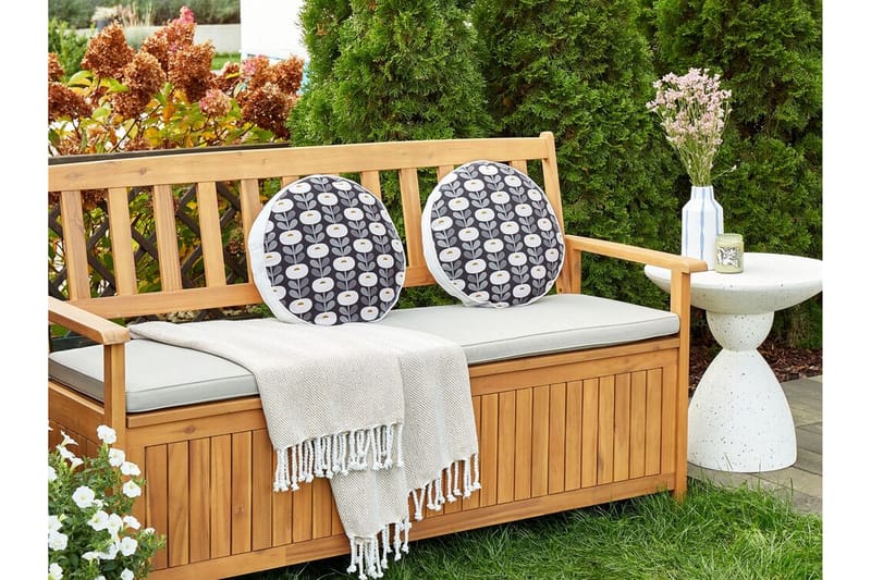 CORSANO Utomhuskudde 40 cm Rund Grå/Vit - Textilier & mattor - Kuddar & plädar - Utomhuskudde