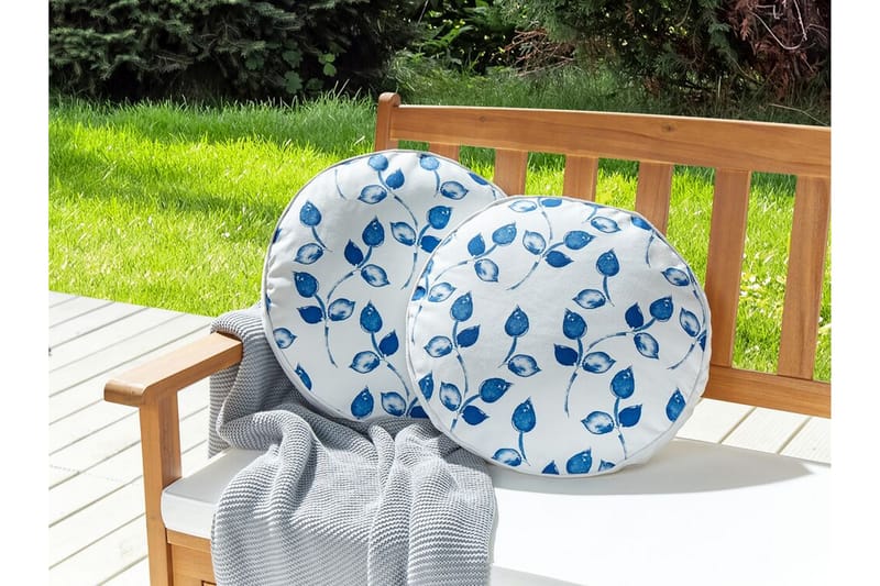 FASANO Utomhuskudde 40 cm Rund Vit/Blå - Textilier & mattor - Kuddar & plädar - Utomhuskudde