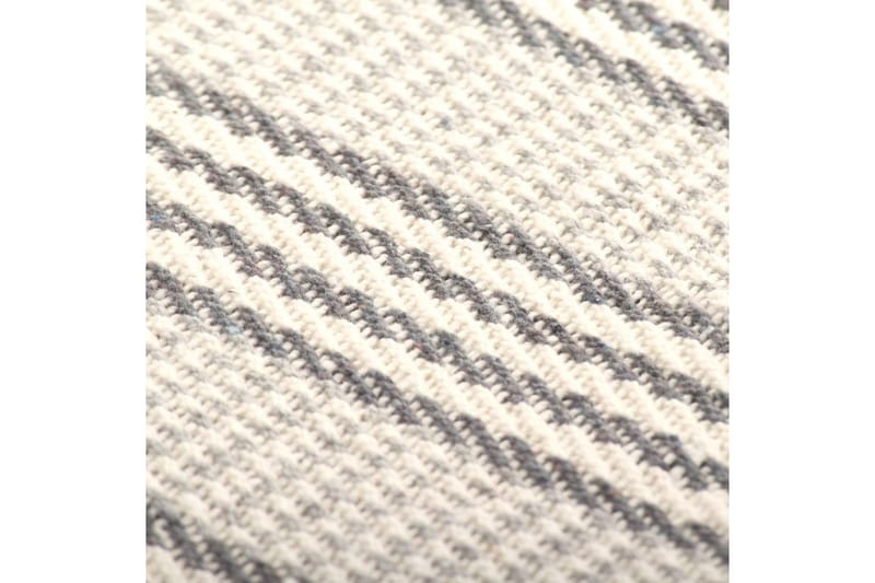 Filt bomull ränder 160x210 cm grå och vit - Textilier & mattor - Kuddar & plädar - Filtar & plädar