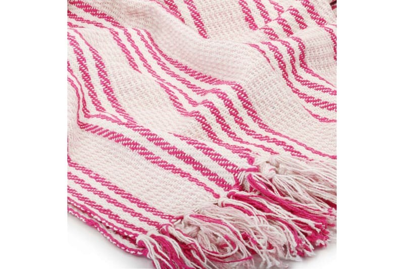 Filt bomull ränder 160x210 cm rosa och vit - Textilier & mattor - Kuddar & plädar - Filtar & plädar