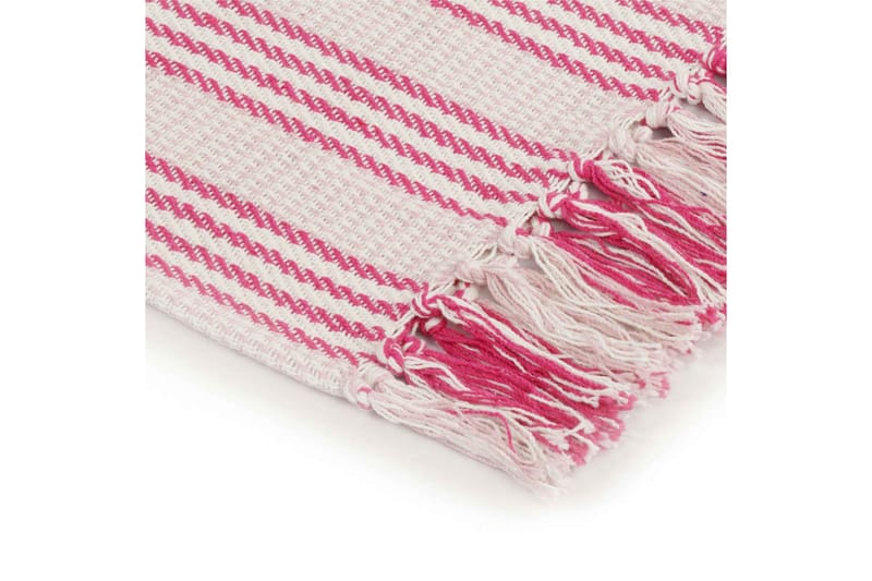 Filt bomull ränder 160x210 cm rosa och vit - Textilier & mattor - Kuddar & plädar - Filtar & plädar