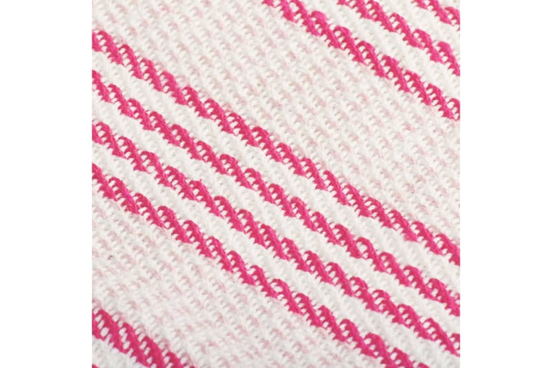 Filt bomull ränder 160x210 cm rosa och vit - Textilier & mattor - Kuddar & plädar - Filtar & plädar